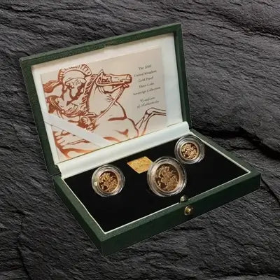 A presentation of collectible coin sets, featuring proof and uncirculated editions in elegant display cases.