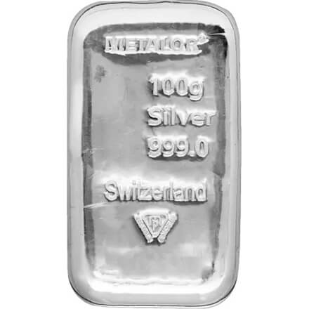 Best Value 100g Silver Bar from top global mints like Metalor and Umicore.