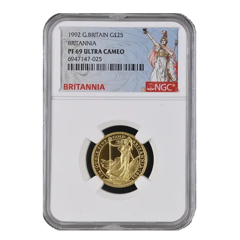 1992 £25 Britannia 1/4oz Gold Proof Coin NGC PF69