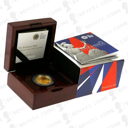 2016 Britannia £25 Gold Proof 1/4oz Coin in original box with COA.