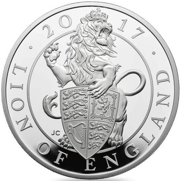 1oz Proof Silver Queen's Beasts Coin, The Lion of England, 2017 edition by Royal Mint.