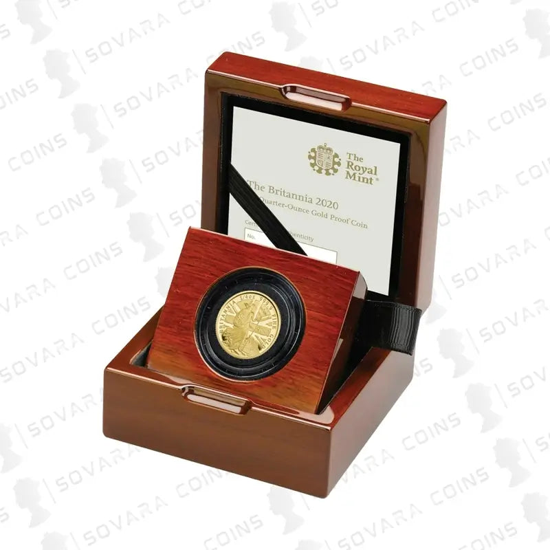 2020 Britannia £25 Gold Proof 1/4oz Coin in original box with COA, limited mintage of 700.