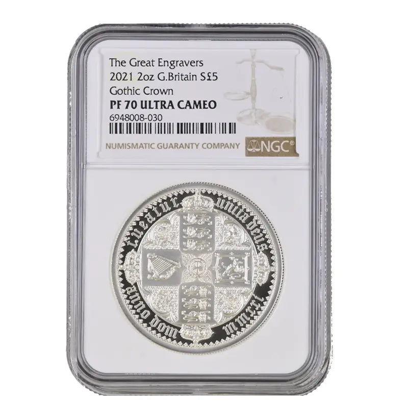 2021 The Great Engravers Gothic Quartered Arms 2oz Silver Proof – NGC PF70 Ultra Cameo