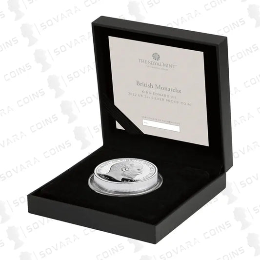 2022 UK 2oz Silver Proof Coin featuring King Edward VII, part of the British Monarchs Collection by The Royal Mint.