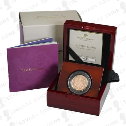 2022 Platinum Jubilee Piedfort Sovereign Gold Proof Coin in original box with COA.

