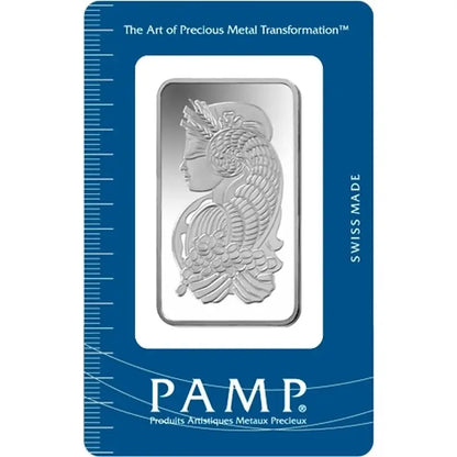 50g Pamp Suisse Silver Bar featuring the renowned Fortuna design.